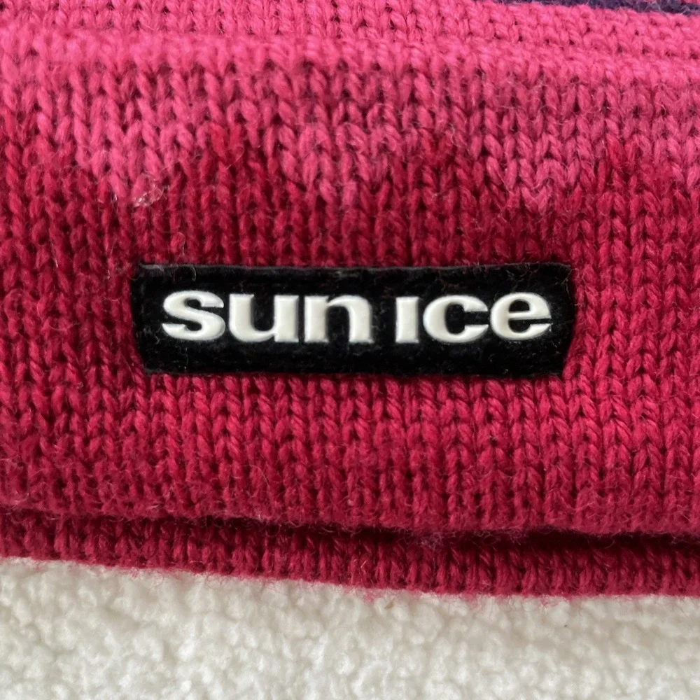 Vintage 90s Sunice Beanie Pink Fair Isle Nordic Snowflake Knit Tassel Hat Canada